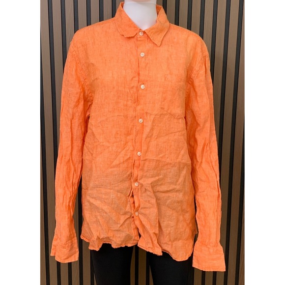 Murano Other - Murano Baird McNutt Irish Linen Shirt Mens Large Orange Long Sleeve Button Down